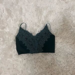 Deep green Lace crop top